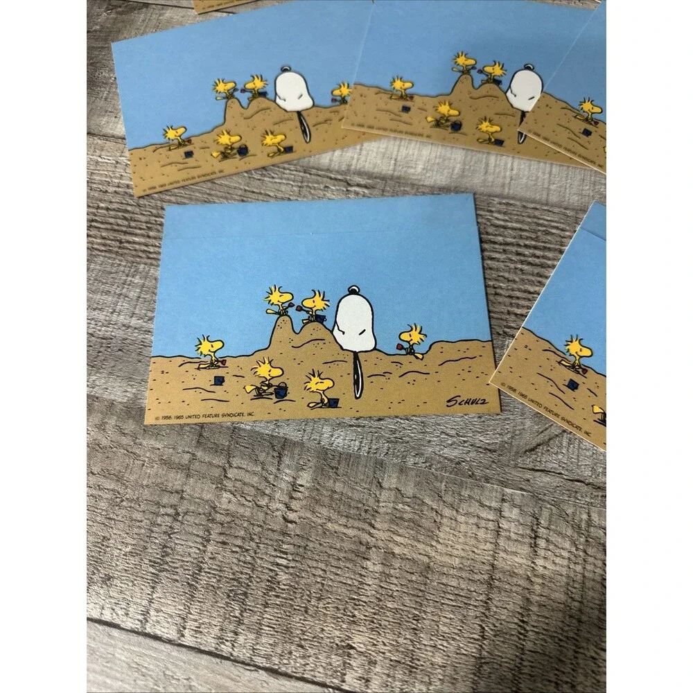Vintage Hallmark Folding Note Cards Snoopy Woodstock Beach Set Of 10